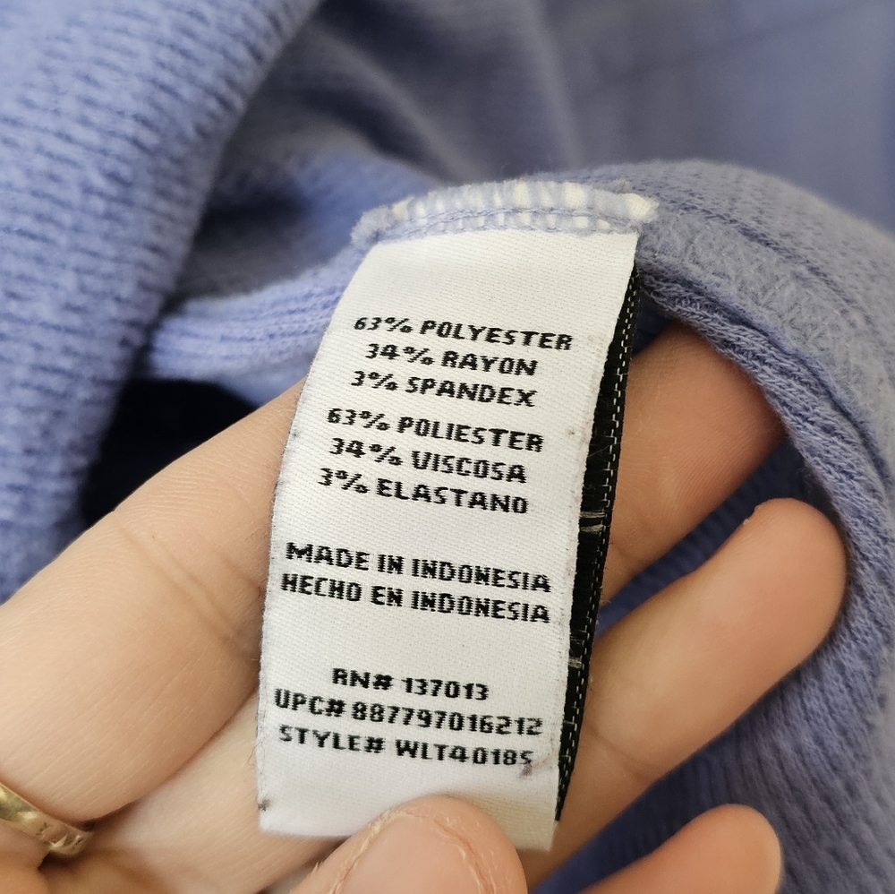 Wildfox Waffle Knit Haley Soft Brushed Top Periwinkle Long Sleeve V-Neck Top - Picture 8 of 13